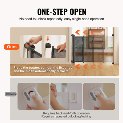 Πτυσσόμενη πύλη μωρού VEVOR, 34,2&quot; Ψηλή δικτυωτή πύλη μωρού, εκτείνεται έως και 76,8&quot; Ευρεία αναδιπλούμενη πύλη για παιδιά ή κατοικίδια, ανασυρόμενες πύλες σκύλων για εσωτερικές σκάλες, πόρτες, διάδρομοι, αίθουσες παιχνιδιών, μαύρο