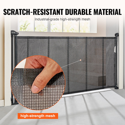 Πτυσσόμενη πύλη μωρού VEVOR, 34,2&quot; Ψηλή δικτυωτή πύλη μωρού, εκτείνεται έως και 76,8&quot; Ευρεία αναδιπλούμενη πύλη για παιδιά ή κατοικίδια, ανασυρόμενες πύλες σκύλων για εσωτερικές σκάλες, πόρτες, διάδρομοι, αίθουσες παιχνιδιών, μαύρο