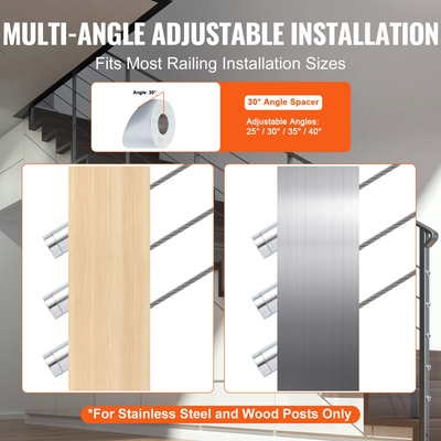 VEVOR 20 Pack κιτ κιγκλιδώματος καλωδίων, μανίκια προστασίας τροχού 3,2 mm, δέσμη με μαύρο αόρατο τεντωτήρα και ακροδέκτη, προστατευτικά καλύμματα κιγκλιδώματος καλωδίων για εγκατάσταση συρματόσχοινου 3,2/4,8 mm