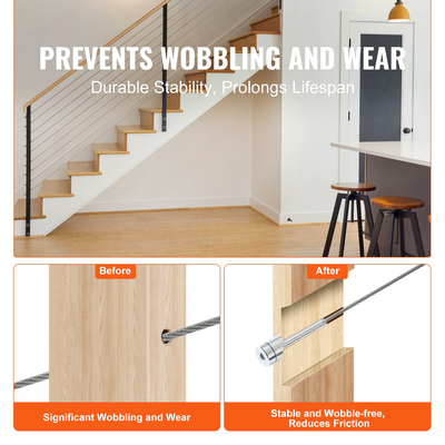 VEVOR 20 Pack κιτ κιγκλιδώματος καλωδίων, μανίκια προστασίας τροχού 3,2 mm, δέσμη με μαύρο αόρατο τεντωτήρα και ακροδέκτη, προστατευτικά καλύμματα κιγκλιδώματος καλωδίων για εγκατάσταση συρματόσχοινου 3,2/4,8 mm