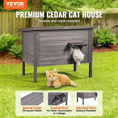 VEVOR Outdoor Cat House Ξύλινο Καταφύγιο Feral Cat με Πτερύγια Πόρτας Οροφής &amp; PVC