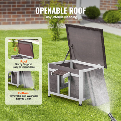 VEVOR Outdoor Cat House Ξύλινο καταφύγιο αγριόγατων με πτερύγια και παράθυρο οροφής