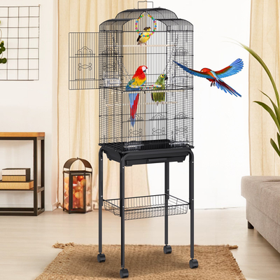 VEVOR 60 ιντσών Flight Bird Cage, Metal Large Parakeet Cages for Cockatiel Parrot Budgies Lovebirds Canaries, Pet Big Bird Cage με κυλιόμενη βάση και κρεμαστά παιχνίδια