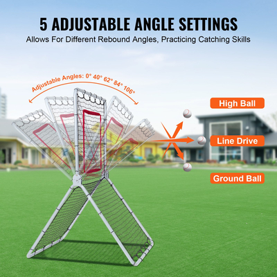 VEVOR Baseball And Softball Rebounder Net 3,5 x 6 ft 5 ρυθμιζόμενες γωνίες