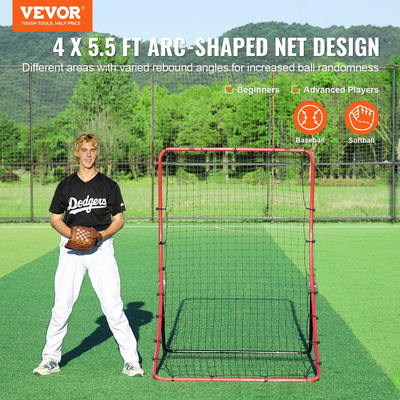 VEVOR δίχτυ μπέιζμπολ και σόφτμπολ Rebounder 4x5,5 ft PitchBack All Angle Fielding