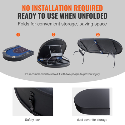 VEVOR 8 Πτυσσόμενο τραπέζι πόκερ παίκτη, τραπέζι πόκερ Blackjack Texas Holdem με επενδυμένες ράγες και ποτηροθήκες από ανοξείδωτο ατσάλι, φορητό επιτραπέζιο τραπέζι παιχνιδιών με πτυσσόμενες κάρτες, τραπέζι αναψυχής σε οβάλ καζίνο 72