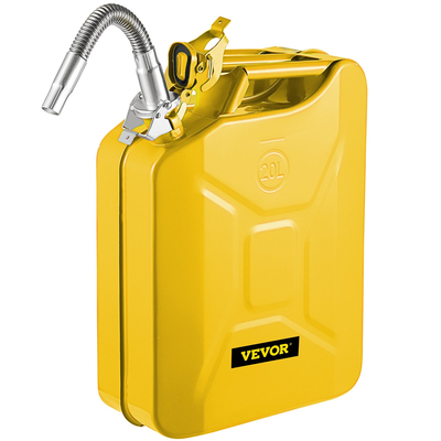 Δοχείο καυσίμου VEVOR Jerry, 5,3 γαλόνια / 20 L Φορητό δοχείο αερίου Jerry με εύκαμπτο σύστημα στομίου, ανθεκτικό στη σκουριά ＆ Ανθεκτικό στη θερμότητα χαλύβδινο δοχείο καυσίμου για αυτοκίνητα φορτηγά, κίτρινο