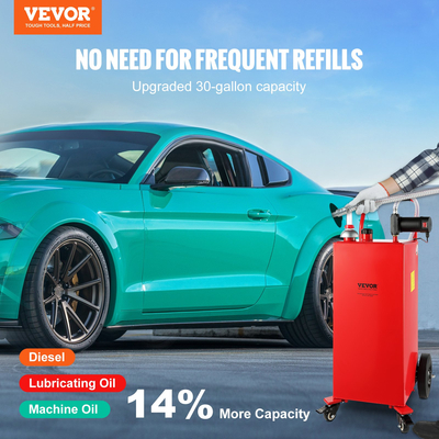 VEVOR 30 Gallon Fuel Caddy Φορητό δοχείο αποθήκευσης 23,5 L/min με αντλία 180 W