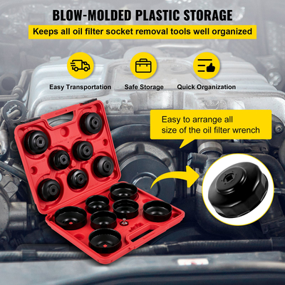 VEVOR Oil Socket Socket Set Cup Socket Tool Set 15PCS Oil Filter Socketwrench