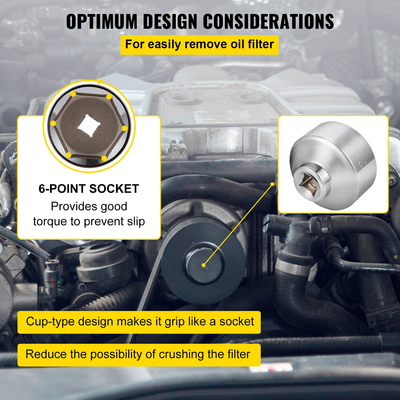 Σετ υποδοχή φίλτρου λαδιού VEVOR, σετ κλειδιού φίλτρου λαδιού 7 τμχ, στιβαρή υποδοχή φίλτρου λαδιού από χάλυβα, υποδοχή φίλτρου λαδιού 3/8\&quot;, Σετ υποδοχή φίλτρου λαδιού χαμηλού προφίλ για εύκολη πρόσβαση, σετ καπάκι κλειδιού φίλτρου λαδιού με θήκη