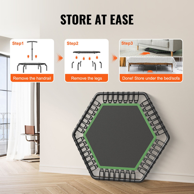 VEVOR 54,5&quot; Mini Fitness Trampoline Adults Indoor Exercise Rebounder with Handle