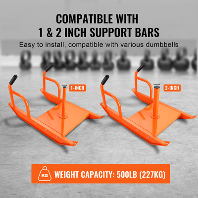 VEVOR Weight Training Pull Sled, Fitness Strength Speed ​​Training Sled with Handle, Steel Power Sled Εξοπλισμός προπόνησης για αθλητική άσκηση και βελτίωση ταχύτητας, κατάλληλο για πιάτο βάρους 1&quot;&amp;2&quot;, πορτοκαλί