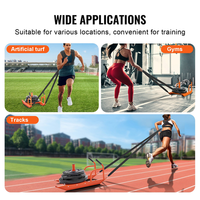 VEVOR Weight Training Pull Sled, Fitness Strength Speed ​​Training Sled with Handle, Steel Power Sled Εξοπλισμός προπόνησης για αθλητική άσκηση και βελτίωση ταχύτητας, κατάλληλο για πιάτο βάρους 1&quot;&amp;2&quot;, πορτοκαλί