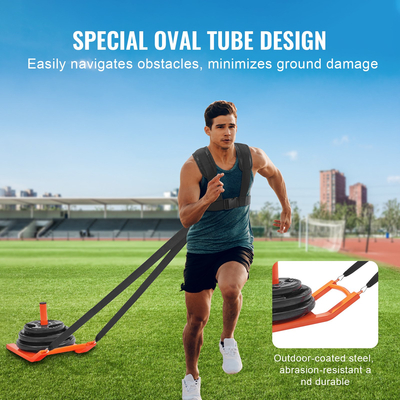 VEVOR Weight Training Pull Sled, Fitness Strength Speed ​​Training Sled, Steel Power Sled Εξοπλισμός προπόνησης για αθλητική άσκηση και βελτίωση ταχύτητας, Κατάλληλο για πιάτο βάρους 1&quot; &amp; 2&quot;, πορτοκαλί