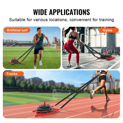 VEVOR Weight Training Pull Sled, Fitness Strength Speed ​​Training Sled, Steel Power Sled Εξοπλισμός προπόνησης για Αθλητική Άσκηση και Βελτίωση Ταχύτητας, Κατάλληλο για Πιάτο Βαρών 2&quot;, κόκκινο