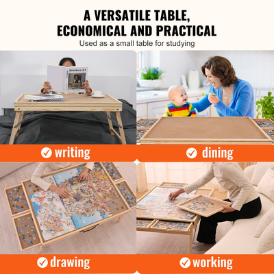 Τραπέζι παζλ VEVOR 1500 τεμαχίων με πτυσσόμενα πόδια, 4 συρτάρια και κάλυμμα, 32,7&quot;x24,6&quot; Ξύλινο παζλ Plateau, Πίνακας αξεσουάρ παζλ για ενήλικες, σύστημα αποθήκευσης παζλ Organizer, δώρο για τη μαμά