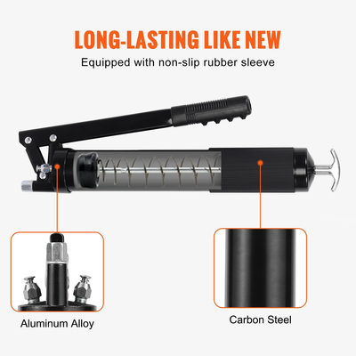 VEVOR Grease Gun, 10000 PSI Max. Πίεση εργασίας, Χωρητικότητα 20 OZ / 600 CC Μοχλός βαρέως τύπου Action Grease Gun Kit, Περιλαμβάνει εύκαμπτο σωλήνα 18,5 ιντσών, 2 μαύρους επίπεδους συνδέσμους και 1 ίσιο μεταλλικό σωλήνα