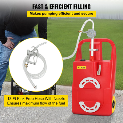 VEVOR Fuel Caddy, 32 γαλόνια, φορητό ρεζερβουάρ αποθήκευσης καυσίμου σε τροχούς, με αντλία χειροκίνητης μεταφοράς, δοχείο καυσίμου βενζίνης ντίζελ για αυτοκίνητα, χορτοκοπτικά, ATV, σκάφη, Περισσότερα, κόκκινο