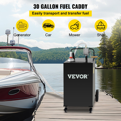VEVOR 30 Gallon Fuel Caddy, Gas Storage Tank &amp; 4 Wheels, with Manuel Transfer Pump, βενζινοδοχείο καυσίμου ντίζελ για αυτοκίνητα, χορτοκοπτικά, ATV, σκάφη, Περισσότερα, Μαύρο