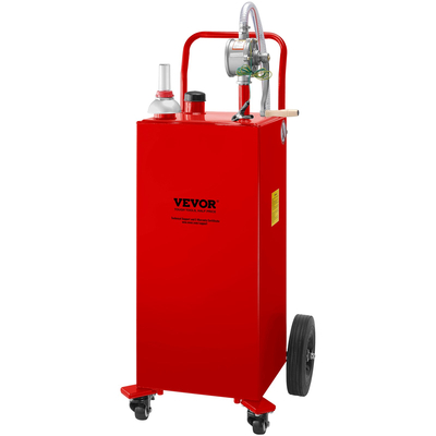 VEVOR Fuel Caddy, 35 γαλόνια, Δεξαμενή αποθήκευσης αερίου σε 4 τροχούς, με αντλία μεταφοράς Manuel, Δοχείο καυσίμου βενζίνης ντίζελ για αυτοκίνητα, χορτοκοπτικά, ATV, σκάφη, Περισσότερα, κόκκινο