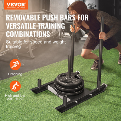 VEVOR Weight Training Sled, Pull Push Power Sled, Fitness Strength Trainition Resistance, Ατσάλινο Εξοπλισμός Προπόνησης για Αθλητική Άσκηση &amp; Βελτίωση Ταχύτητας, Κατάλληλο για Πλάκα Βαρών 2&quot;, Μαύρο