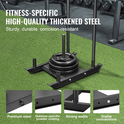 VEVOR Weight Training Sled, Pull Push Power Sled, Fitness Strength Trainition Resistance, Ατσάλινο Εξοπλισμός Προπόνησης για Αθλητική Άσκηση &amp; Βελτίωση Ταχύτητας, Κατάλληλο για Πλάκα Βαρών 2&quot;, Μαύρο