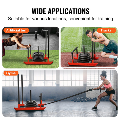 Sled VEVOR Weight Training, Pull Push Power Sled with Handle, Fitness Strength Trainition training, Steel Workout Εξοπλισμός για Αθλητική Άσκηση &amp; Βελτίωση Ταχύτητας, Fit for 1&quot; &amp; 2&quot; Weight Plate