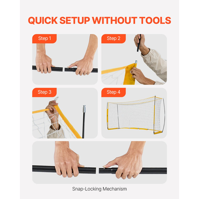 VEVOR 12x6 ft Φορητό γκολ ποδοσφαίρου Παιδικό δίχτυ ποδοσφαίρου μεταφοράς τσάντα στο κατώφλι προπόνηση