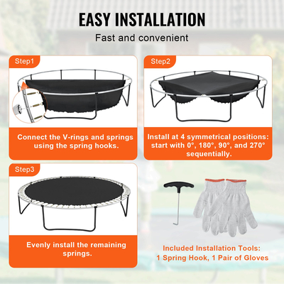 Ανταλλακτικό VEVOR χαλάκι τραμπολίνου που ταιριάζει σε πλαίσιο 13 ποδιών 80 V-Rings μήκους ελατηρίου 7