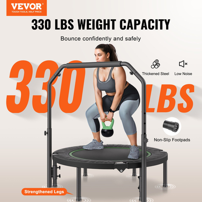 VEVOR 40&quot; Πτυσσόμενο Mini Fitness Trampoline Adults Exercise Rebounder with Handle