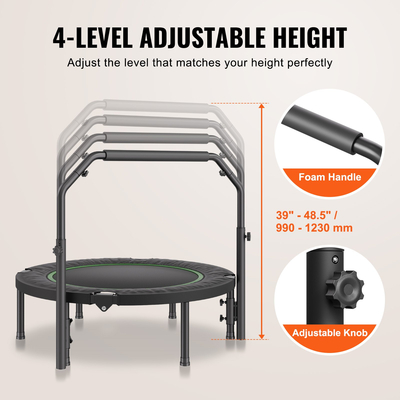 VEVOR 40&quot; Πτυσσόμενο Mini Fitness Trampoline Adults Exercise Rebounder with Handle