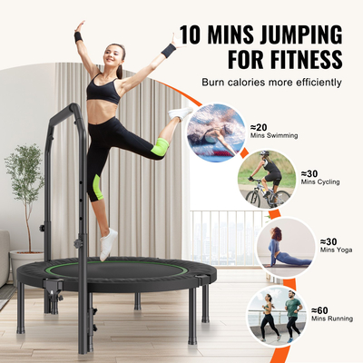 VEVOR 40&quot; Πτυσσόμενο Mini Fitness Trampoline Adults Exercise Rebounder with Handle