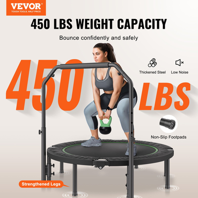 VEVOR 52&quot; Πτυσσόμενο Mini Fitness Trampoline Adults Exercise Rebounder with Handle