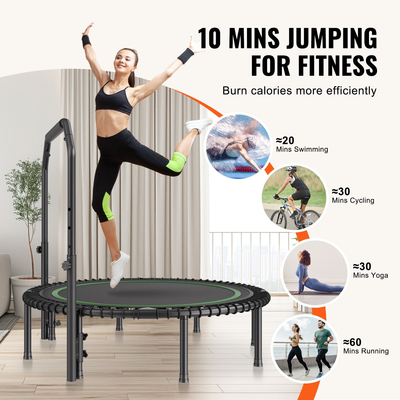 VEVOR 51&quot; Πτυσσόμενο Mini Fitness Trampoline Adults Exercise Rebounder with Handle