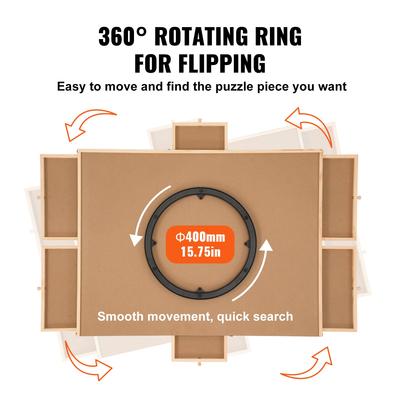 Πίνακας παζλ VEVOR 1500 τεμαχίων με 6 συρτάρια και κάλυμμα, 32,7&quot;x24,6&quot; Περιστρεφόμενο ξύλινο οροπέδιο παζλ, Φορητά αξεσουάρ παζλ για ενήλικες, Organizer παζλ &amp; σύστημα αποθήκευσης παζλ, δώρο για τη μαμά