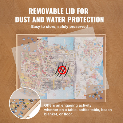 Πίνακας παζλ VEVOR 1500 τεμαχίων με 6 συρτάρια και κάλυμμα, 32,7&quot;x24,6&quot; Περιστρεφόμενο ξύλινο οροπέδιο παζλ, Φορητά αξεσουάρ παζλ για ενήλικες, Organizer παζλ &amp; σύστημα αποθήκευσης παζλ, δώρο για τη μαμά