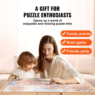 Πίνακας παζλ VEVOR 1500 τεμαχίων με 6 συρτάρια και κάλυμμα, 32,7&quot;x24,6&quot; Περιστρεφόμενο ξύλινο οροπέδιο παζλ, Φορητά αξεσουάρ παζλ για ενήλικες, Organizer παζλ &amp; σύστημα αποθήκευσης παζλ, δώρο για τη μαμά