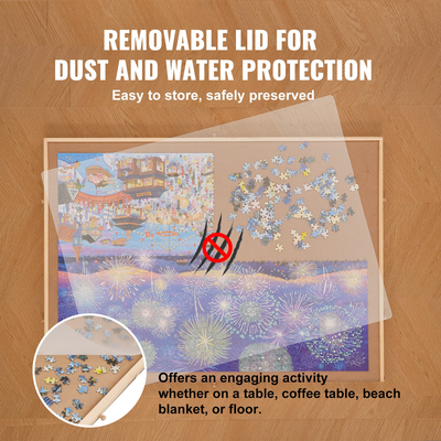 Πίνακας παζλ VEVOR 2000 Piece με 6 συρτάρια και κάλυμμα, 40,2&quot;x29,4&quot; Περιστρεφόμενο ξύλινο οροπέδιο παζλ, Φορητά αξεσουάρ παζλ για ενήλικες, Organizer παζλ &amp; σύστημα αποθήκευσης παζλ, δώρο για τη μαμά