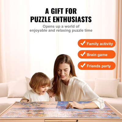 Πίνακας παζλ VEVOR 2000 Piece με 6 συρτάρια και κάλυμμα, 40,2&quot;x29,4&quot; Περιστρεφόμενο ξύλινο οροπέδιο παζλ, Φορητά αξεσουάρ παζλ για ενήλικες, Organizer παζλ &amp; σύστημα αποθήκευσης παζλ, δώρο για τη μαμά