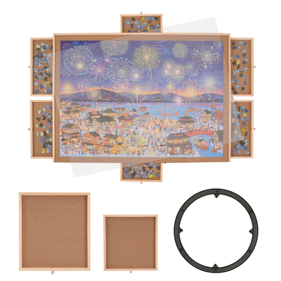 Πίνακας παζλ VEVOR 2000 Piece με 6 συρτάρια και κάλυμμα, 40,2&quot;x29,4&quot; Περιστρεφόμενο ξύλινο οροπέδιο παζλ, Φορητά αξεσουάρ παζλ για ενήλικες, Organizer παζλ &amp; σύστημα αποθήκευσης παζλ, δώρο για τη μαμά