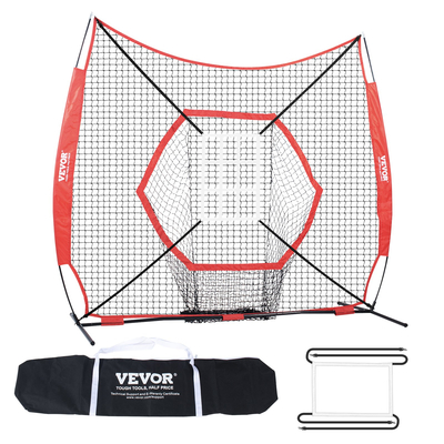 VEVOR 7x7 ft Baseball Softball Practice Net, φορητό δίχτυ προπόνησης μπέιζμπολ για χτύπημα μπαταριών, βοηθήματα προπόνησης με εξοπλισμό μπέιζμπολ backstop με πλαίσιο τόξου, τσάντα μεταφοράς και ζώνη κρούσης