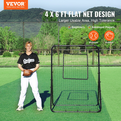 VEVOR Baseball And Softball Rebounder Net 4x6 Ft PitchBack Ρυθμιζόμενες γωνίες