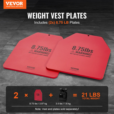 VEVOR Weight Vest Plates for Strength Trainning Running Workout 2x8,75 LB Plates