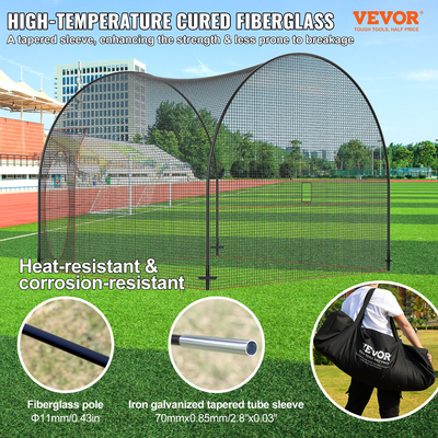 VEVOR Baseball Batting Cage, Softball και Baseball Batting Cage Net and Frame, Practice Portable Cage Net with Carry Bag, Heavy Duty Enclosed Pitching Cage, for Backyard Batting Hitting Training, 12FT