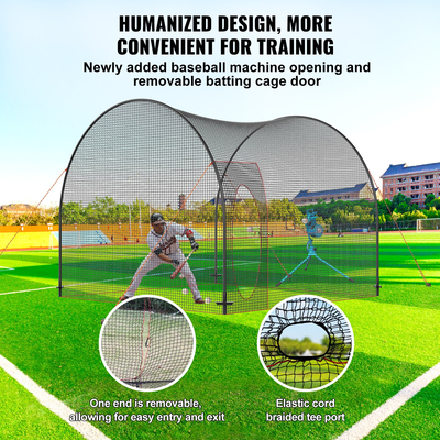 VEVOR Baseball Batting Cage, Softball και Baseball Batting Cage Net and Frame, Practice Portable Cage Net with Carry Bag, Heavy Duty Enclosed Pitching Cage, for Backyard Batting Hitting Training, 12FT