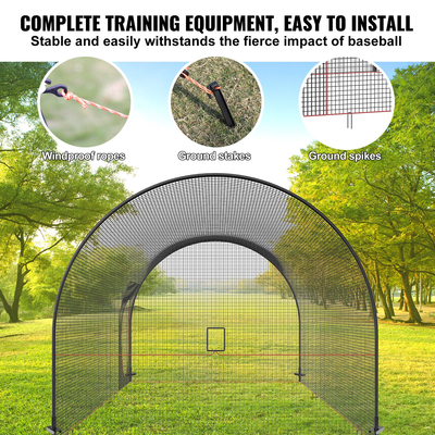 VEVOR Baseball Batting Cage, Softball και Baseball Batting Cage Net and Frame, Practice Portable Cage Net with Carry Bag, Heavy Duty Enclosed Pitching Cage, for Backyard Batting Hitting Training, 12FT