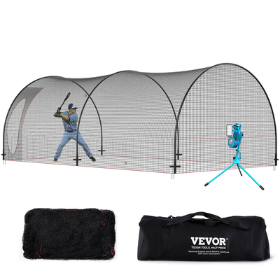 VEVOR κλουβί κτυπήματος μπέιζμπολ, Softball και κλουβί κτυπήματος μπέιζμπολ και πλαίσιο, πρακτική φορητό κλουβί κλουβί με τσάντα μεταφοράς, βαρέως τύπου κλειστό κλουβί ρίψης, για προπόνηση χτυπήματος στην πίσω αυλή, 22FT