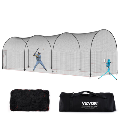 VEVOR Baseball Batting Cage, Softball και Baseball Batting Cage Net and Frame, Practice Portable Cage Net with Carry Bag, Heavy Duty Enclosed Pitching Cage, for Backyard Batting Hitting Training, 40FT