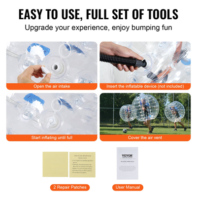 Φουσκωτή μπάλα προφυλακτήρα VEVOR 1-συσκευασία, 5FT/1,5M Body Sumo Zorb Balls για εφήβους και ενήλικες, 0,8mm πάχους PVC Human Hamster Bubble Balls για ομαδικό παιχνίδι σε εξωτερικό χώρο, παιχνίδια προφυλακτήρα Bopper για κήπο, αυλή, πάρκο