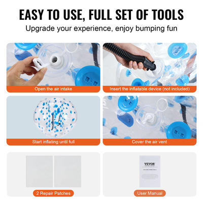 Φουσκωτές μπάλες προφυλακτήρα VEVOR 2-συσκευασία, 5FT/1,5M Body Sumo Balls Zorb για εφήβους και ενήλικες, 0,8mm πάχους PVC Human Hamster Bubble Balls για ομαδικό παιχνίδι σε εξωτερικούς χώρους, παιχνίδια προφυλακτήρα Bopper για κήπο, αυλή, πάρκο